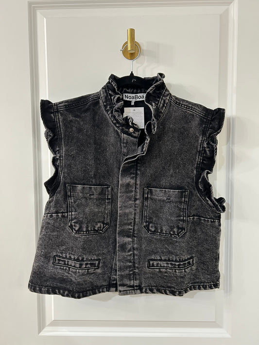Ruffle Denim Gray Vest