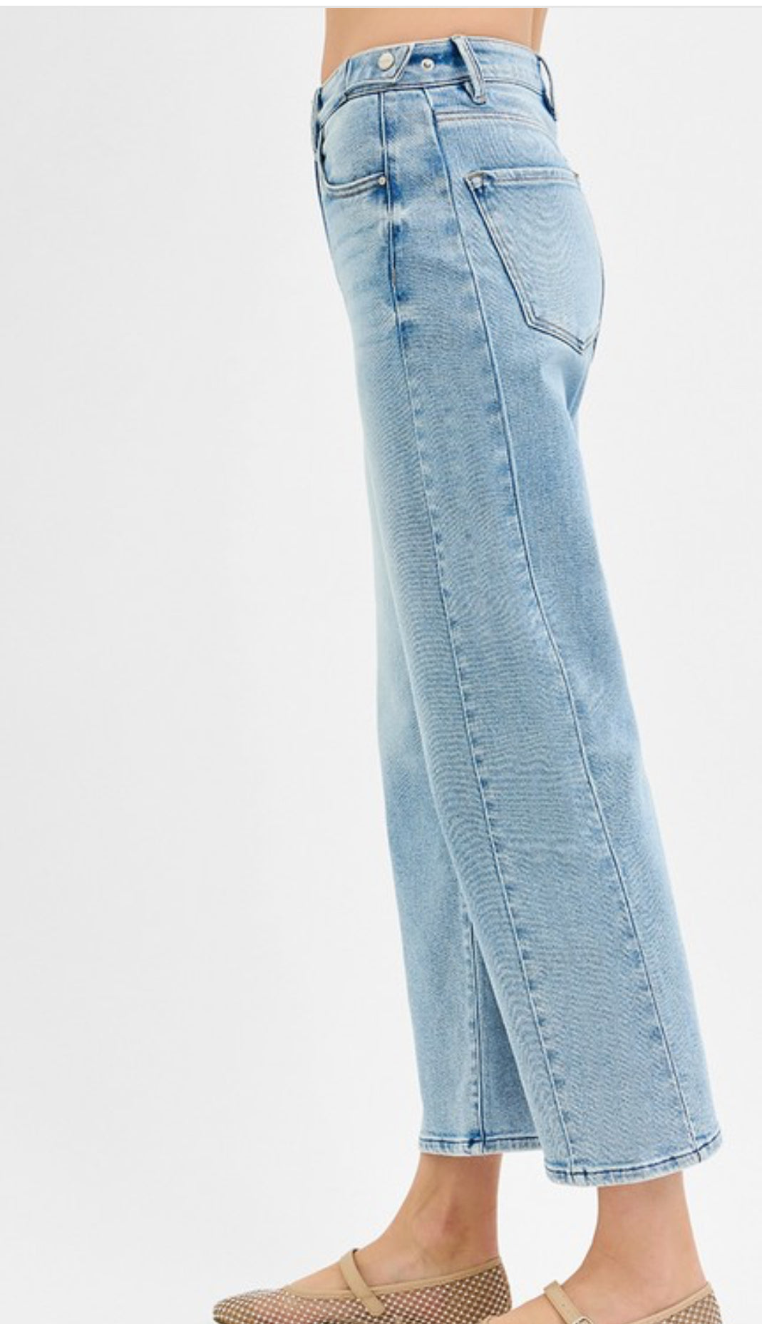 High Rise Crop Barrell Adjustable Waist Jean