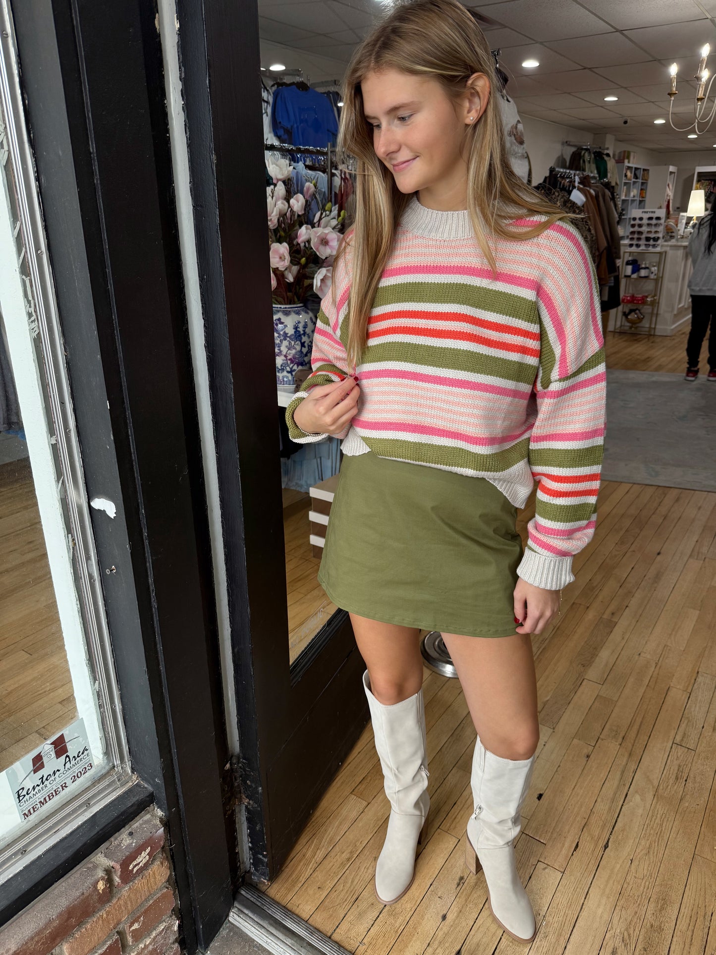 Striped knit sweater top