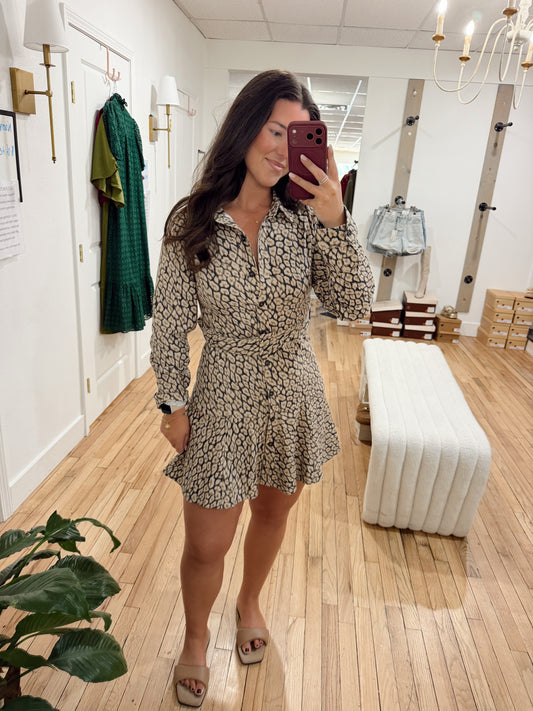 Animal print belted mini