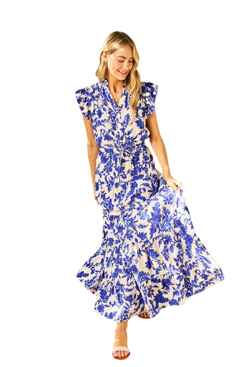 FLORAL PRINTED TIERED MAXI DRESS