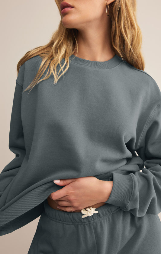 Boyfriend Cotton Sweatshirt Storm Cloud - Z Supply