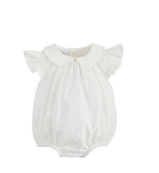 Ivory Collared Poplin Bubble 3-6 mo