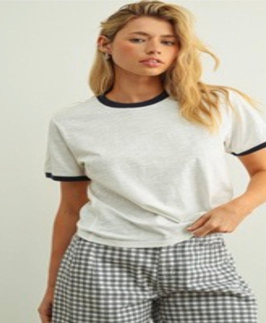 ESSENTIAL SLUB FABRIC RINGER SHORT SLEEVE SHIRTS