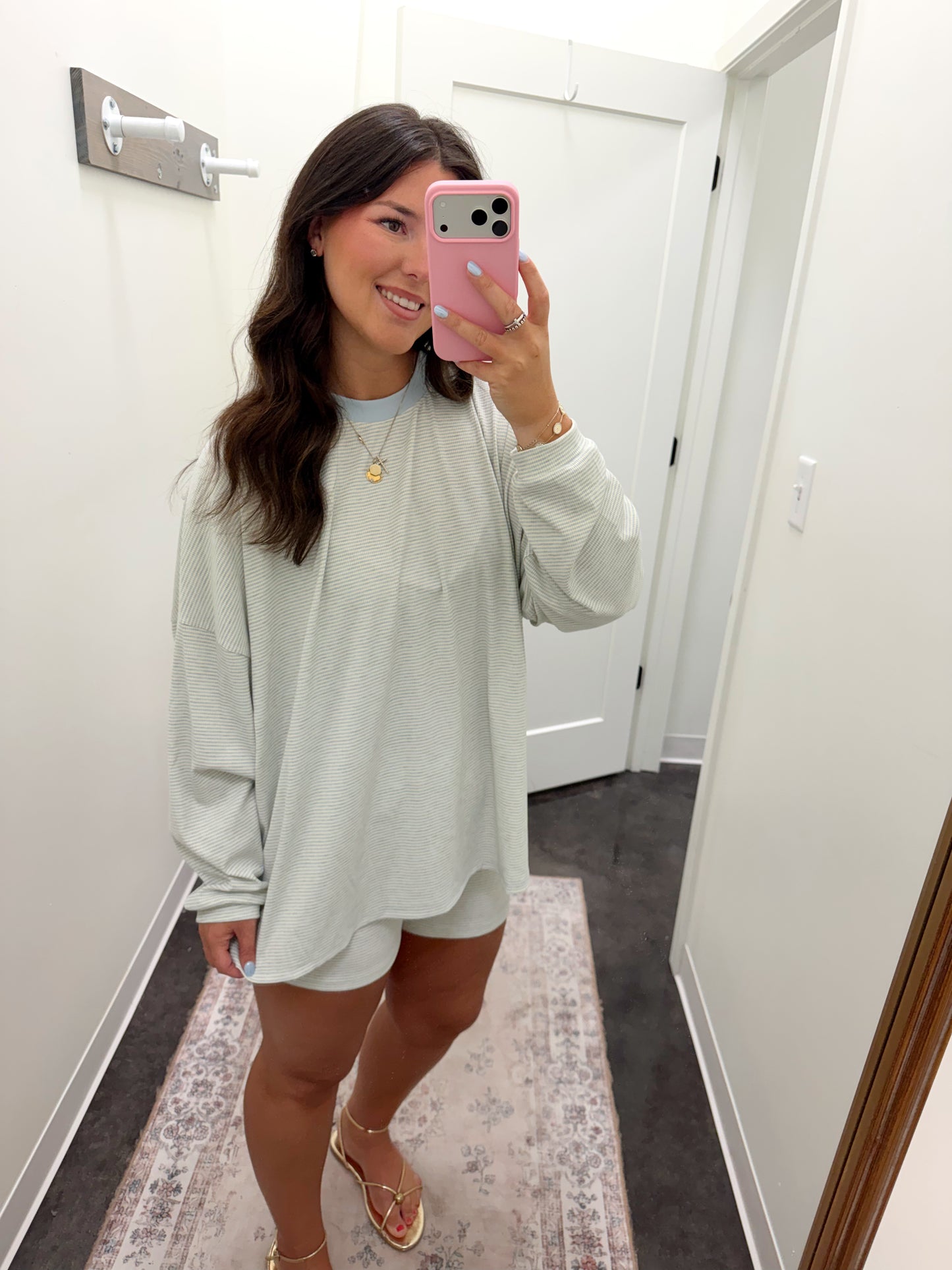 Blue striped lounge top (top only)
