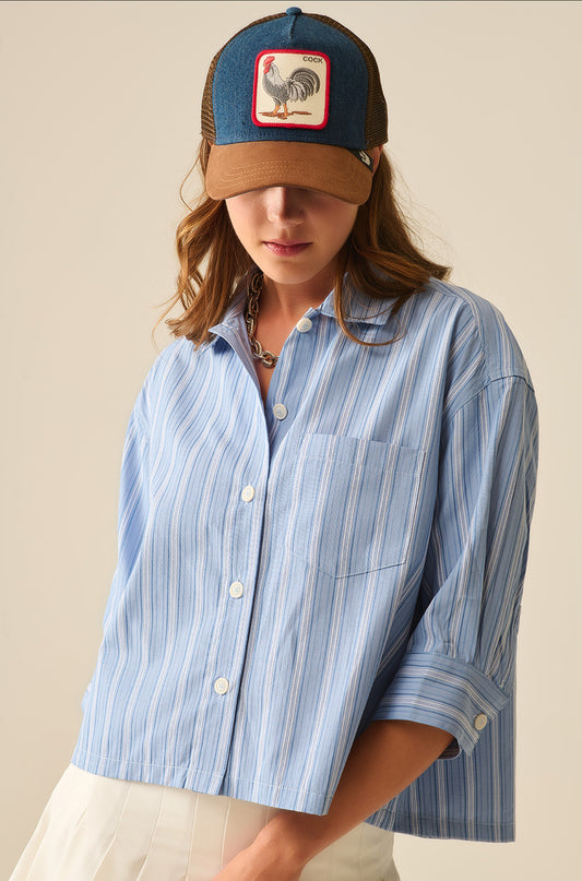 Relaxed fit Cropped Striped Shirt