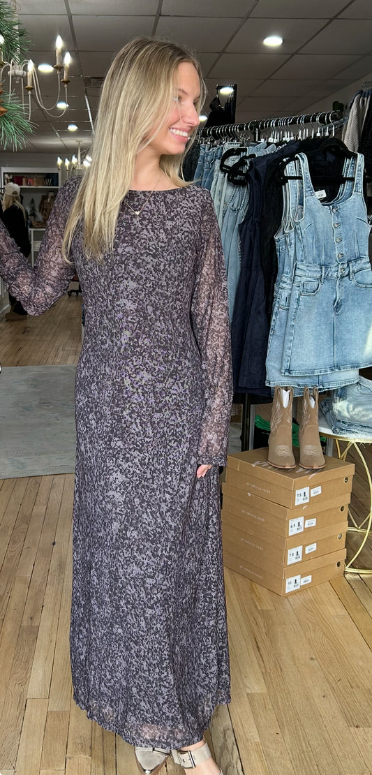 PRINTED Leopard MESH KNIT DRESS