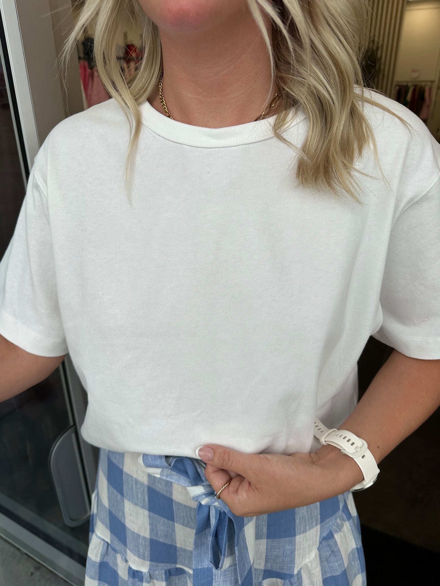 SOLID KNIT CREW TEE white - Karlie