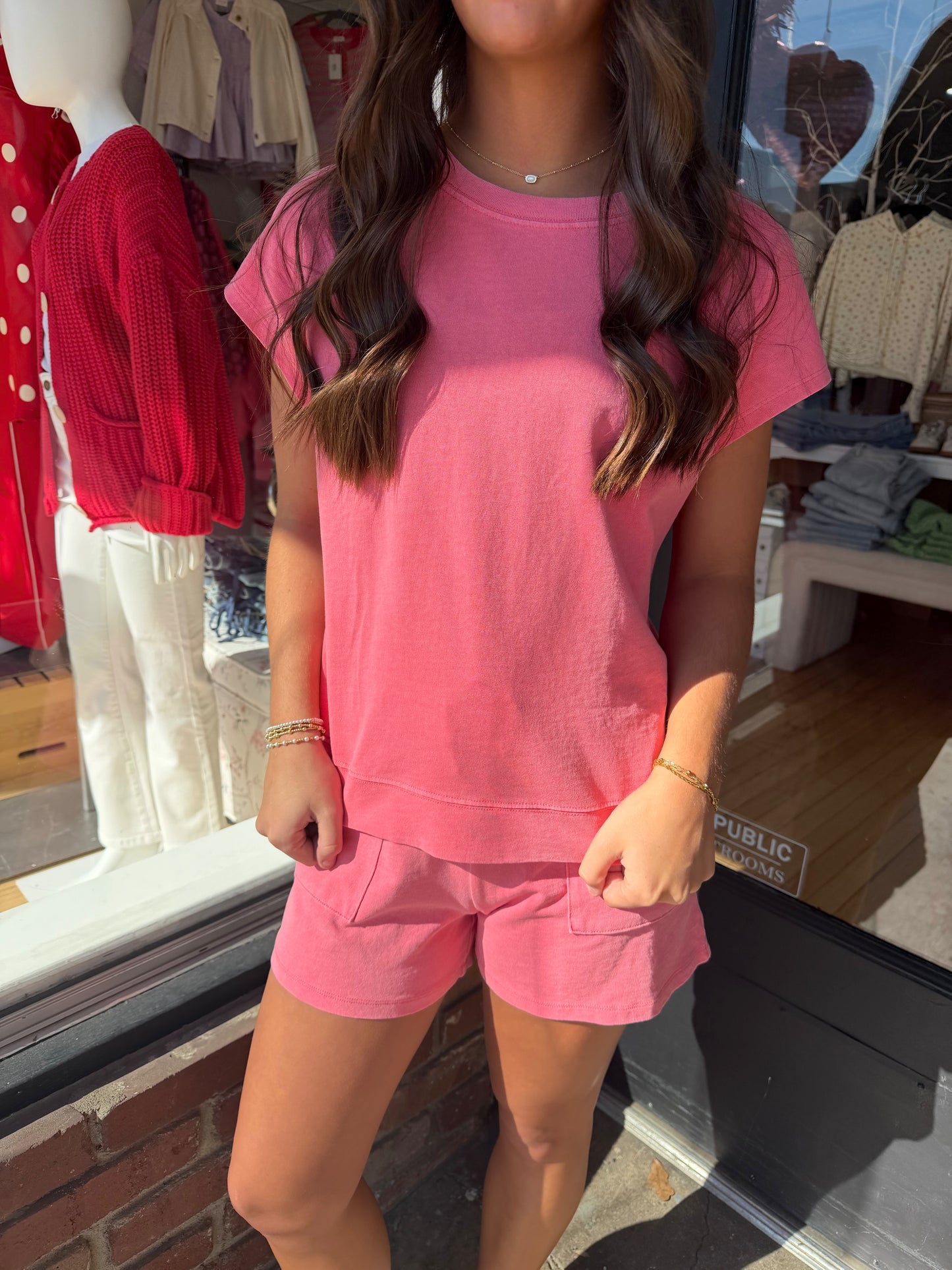 taffy pink short set DZ