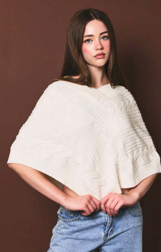 cream poncho sweater
