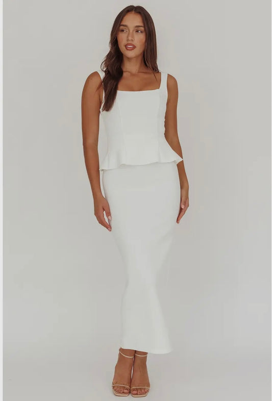 square neck bodice midi dress