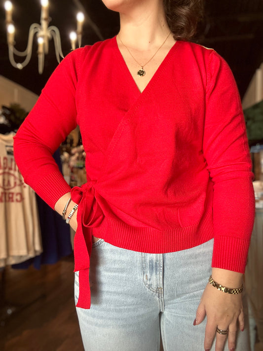 Red Wrap sweater
