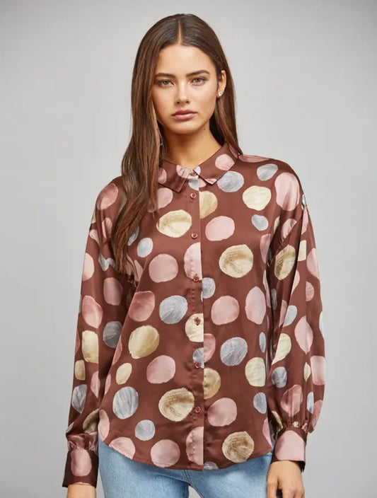 polka dot silk blouse