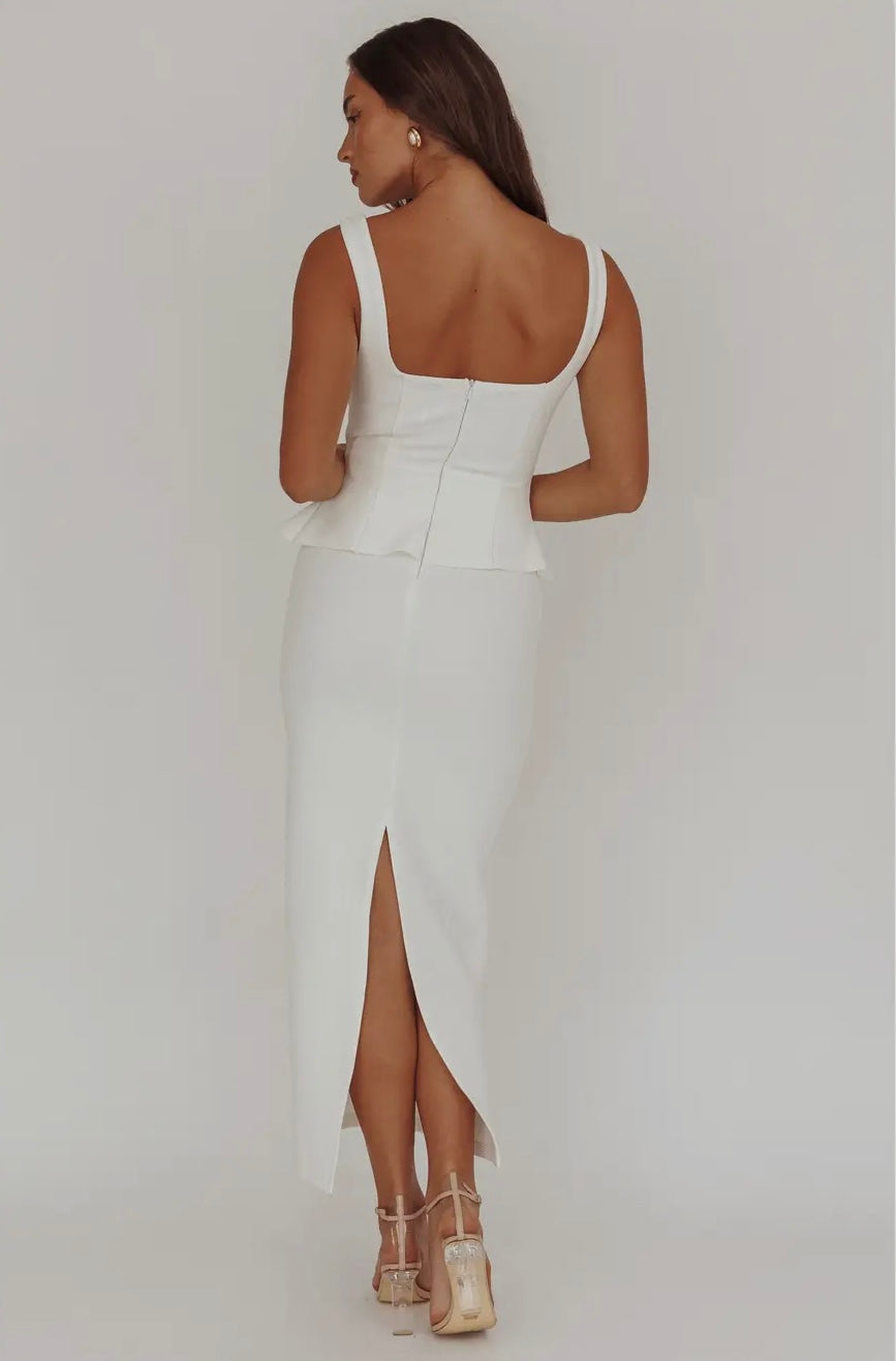 square neck bodice midi dress