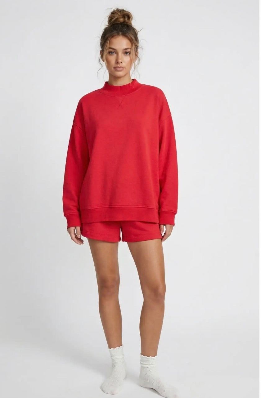 Mock neck short set (2 colors)