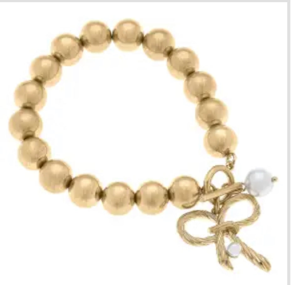 Amy Bow and Pearl Charm Bracelet