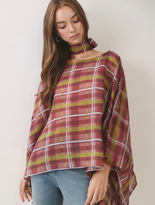 Plaid poncho