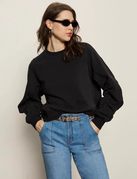 shirred sleeve sweatshirt black SANCTUARY