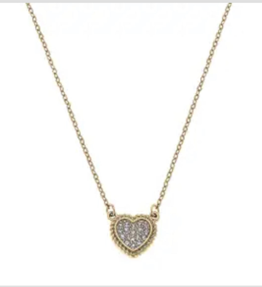 Corine Pave Heart Necklace