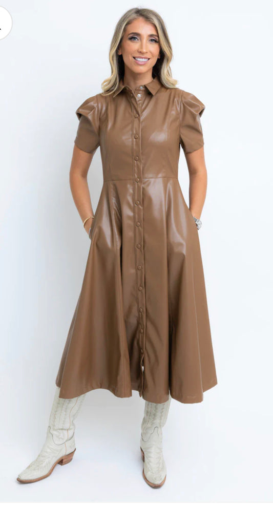 Solid Pleather Midi Dress by Karlie was $119 *final sale*