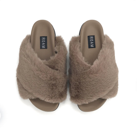 ROAM CLOUD SLIPPERS NUDE TONAL FAUX FUR