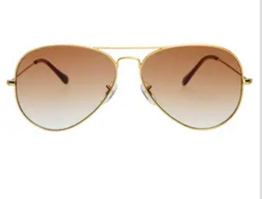 Morgan Large Unisex Aviator Sunglasses Gold / Brown