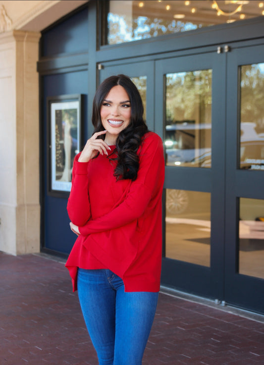 solid novelty cashmere blend crew sweater (2 colors)