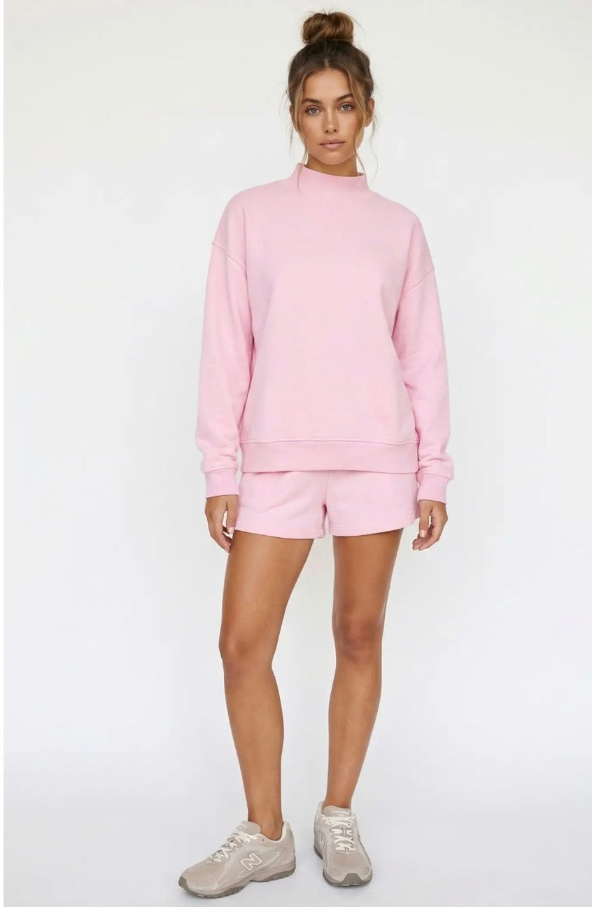 Mock neck short set (2 colors)