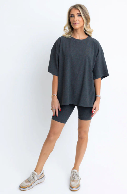Solid ribbed knit biker short set by KARLIE