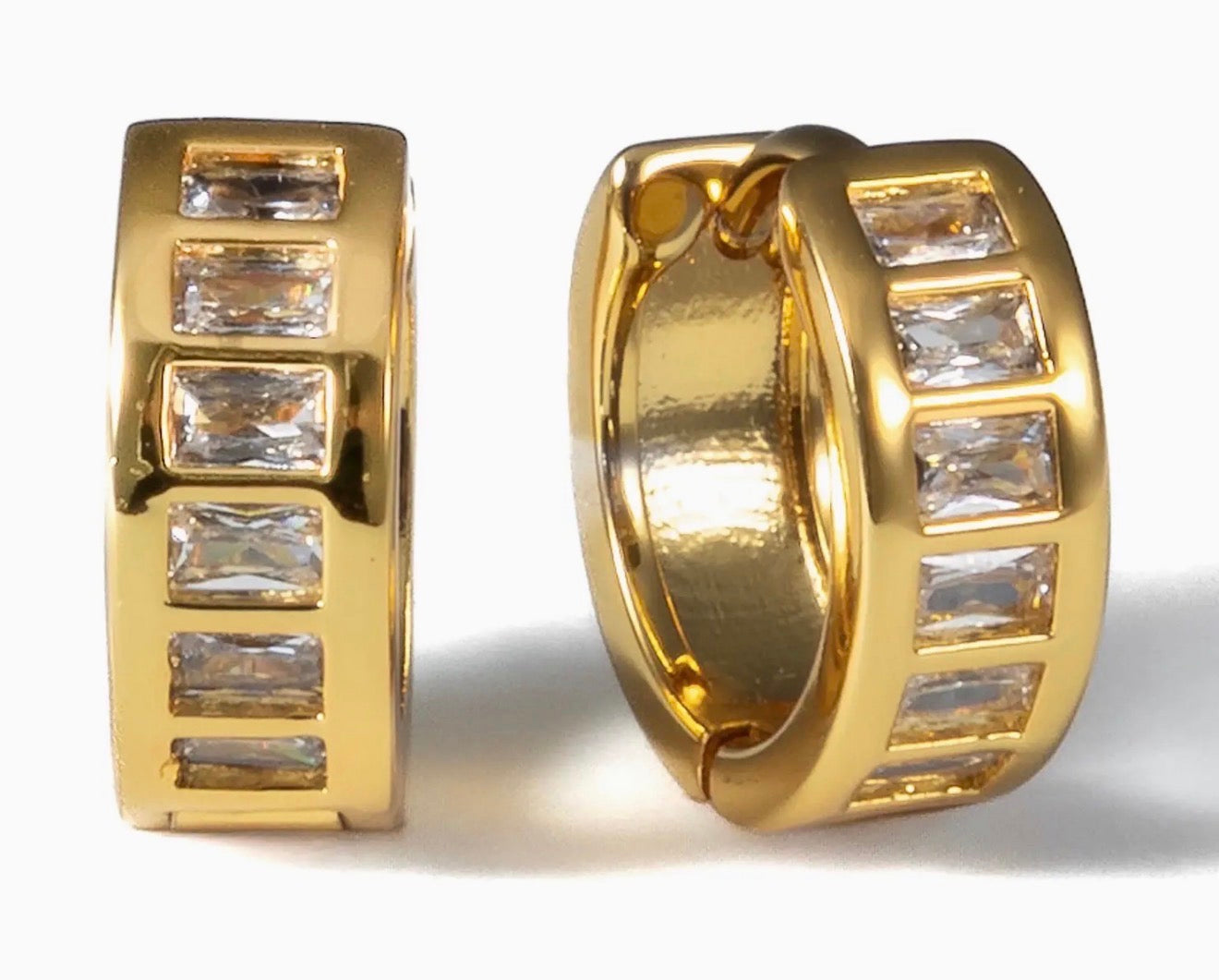 18k gold baguette huggie earrings BRENDA GRANDS