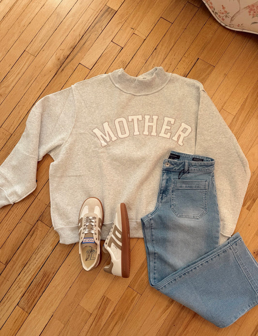 MOTHER grey mock neck sweatshirt