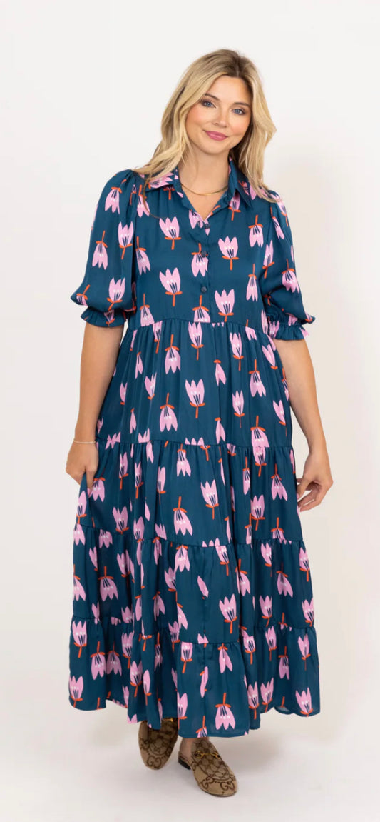 Poppy Satin Tier Maxi Dress by Karlie