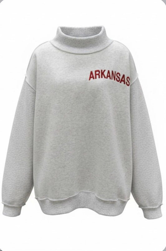 Arkansas embroidered mock neck sweatshirt