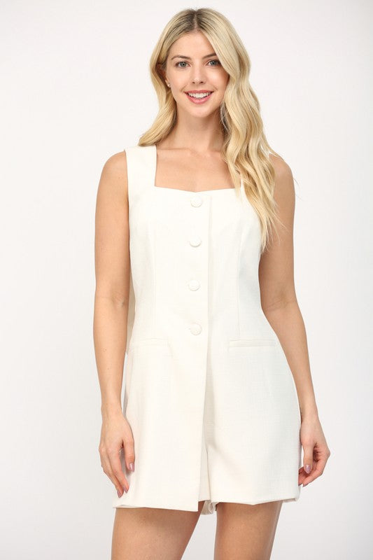 square neck bow back romper