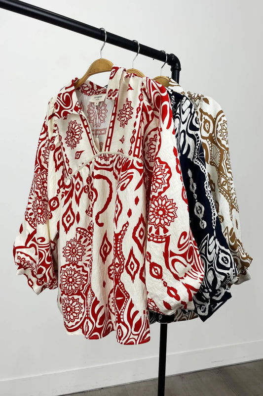 Camel printed top
