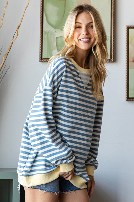 Antique blue stripe sweatshirt
