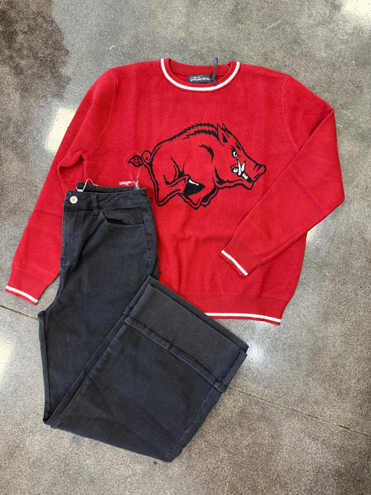 Arkansas crimson red razorback sweater