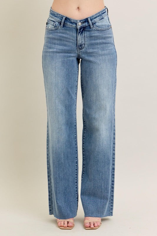 Judy Blue V front mid rise baggy jean