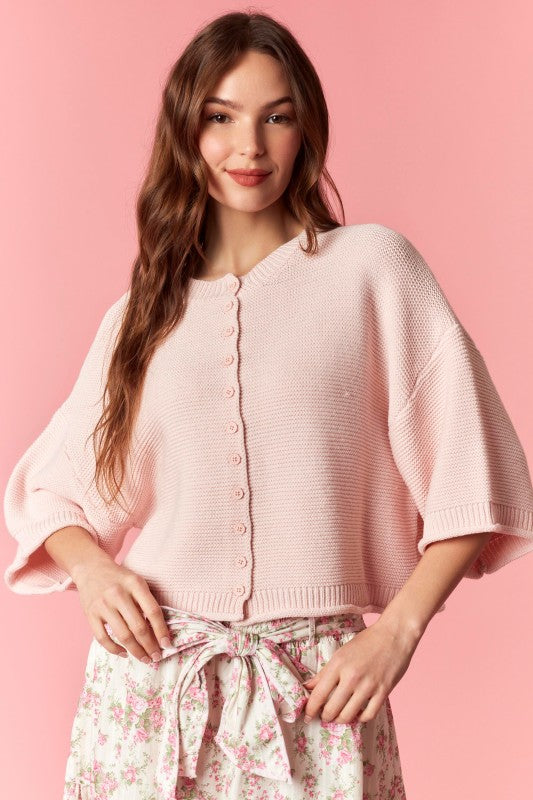 Light pink knit cardigan