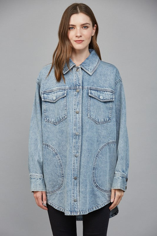 Light blue denim shacket