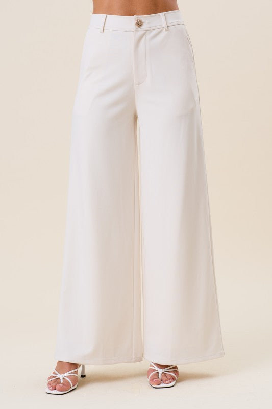 gold button detailed stretchy pants (2 colors)