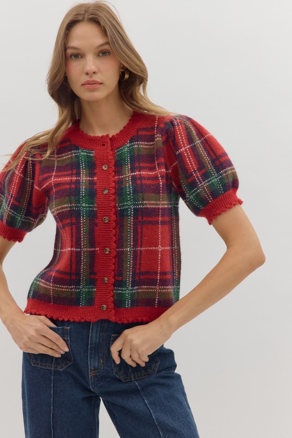 olia traditional plaid sweater top (2 colors)
