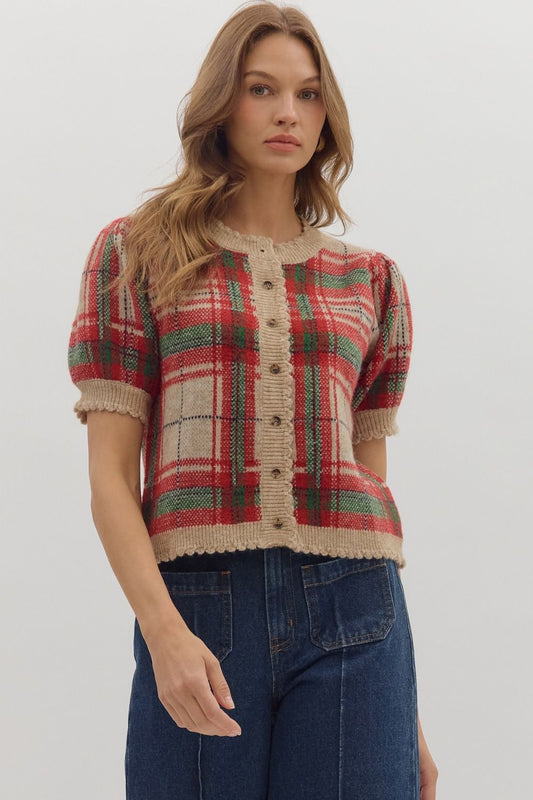 olia traditional plaid sweater top (2 colors)