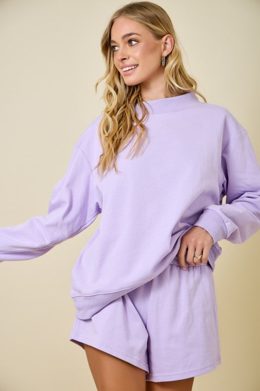 mock neck sweatshirt set (3 colors)