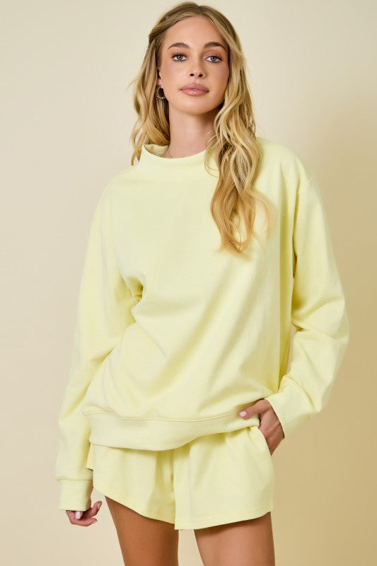 mock neck sweatshirt set (3 colors)