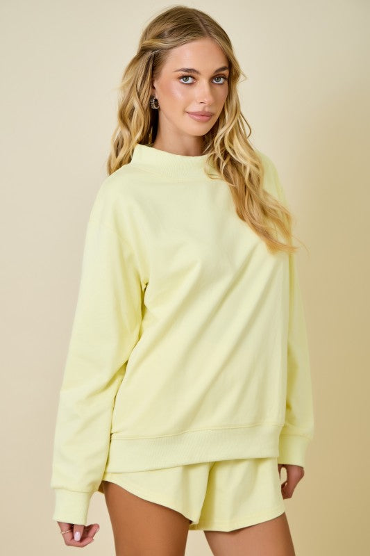 mock neck sweatshirt set (3 colors)