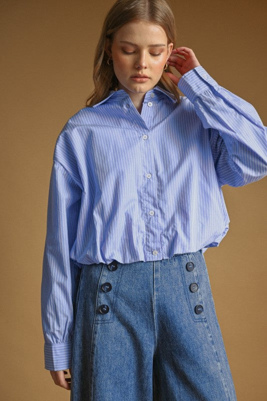 striped balloon collared shirts (2 colors)