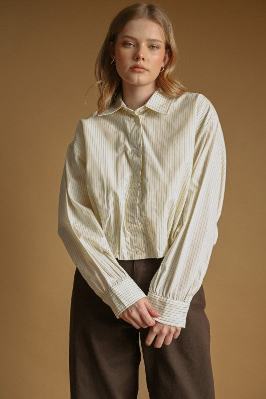 striped balloon collared shirts (2 colors)