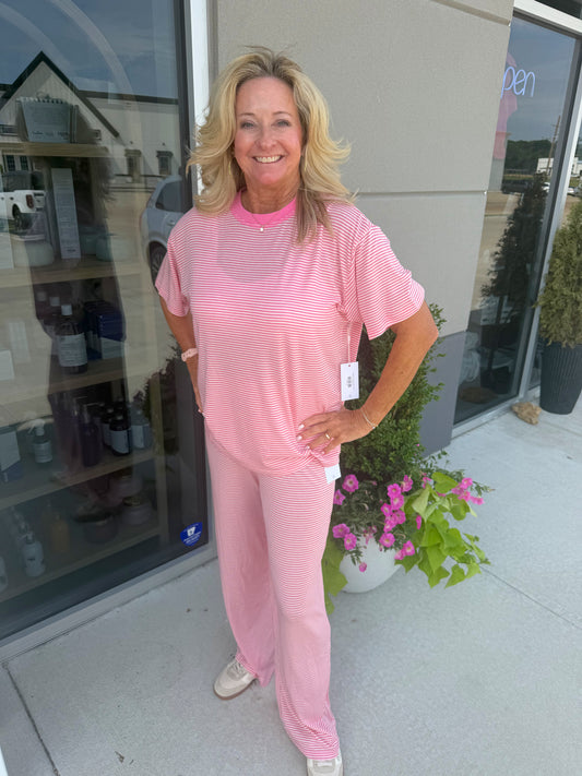 Bubblegum oversized striped pant set