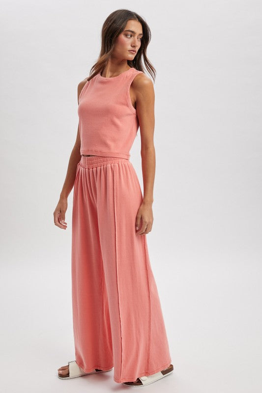 papaya knit palazzo pant set